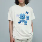 カミキィのブルーフラワー Organic Cotton T-Shirt