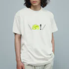 ヨシトミの絵のあ！(黄色)_手話50音 オーガニックコットンTシャツ