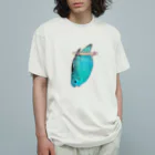 森図鑑の[森図鑑] サザナミインコ水色 オーガニックコットンTシャツ