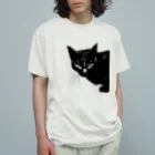 小鳥と映画館のカッコよく覗きに来た黒猫 オーガニックコットンTシャツ