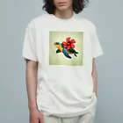 青空クリエイトのウミガメとハイビスカス Organic Cotton T-Shirt