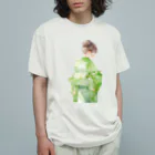 ききものやの緑の着物の女性 オーガニックコットンTシャツ
