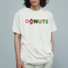 Drecome_Designのドーナッツ ロゴ x キャラメルウォールナッツ オーガニックコットンTシャツ