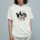 ゆきリンアート【保護猫活動 支援】のゆきリン花輪 オーガニックコットンTシャツ