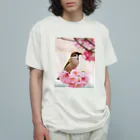 Toritorizmの桜スズメ オーガニックコットンTシャツ