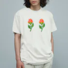 34illustrationの南国の花bra オーガニックコットンTシャツ