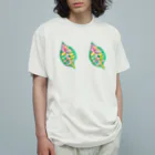 34illustrationのカラフル葉っぱbra オーガニックコットンTシャツ