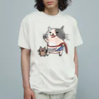 ひよこ男爵とまだむにゃんのにゃうぐすとぅす オーガニックコットンTシャツ