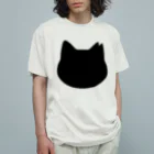 ichinoshopのさくら猫シルエット/ブラック オーガニックコットンTシャツ