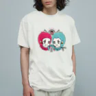 ハナイロの花天🐞三つ編みおしゃべり オーガニックコットンTシャツ