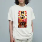 ukeroのフラワーキャット077 オーガニックコットンTシャツ