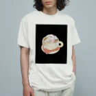 みにゆん　ねこのBathing puppy オーガニックコットンTシャツ