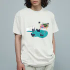 Futakawa Mayuのグッズショップのニワトリ　プール　水 オーガニックコットンTシャツ
