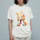 jai-to-anのミコン (Mikon) ver.2　狐の神様、きつね、キツネ オーガニックコットンTシャツ