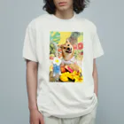 柴犬グッズ専門店 あられ堂の柴犬　真夏のリゾート001 Organic Cotton T-Shirt
