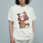 jai-to-anのたぬっぺ (Tanuppe) ver.2　狸の神様、たぬき、タヌキ オーガニックコットンTシャツ