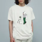 Chutaroの白犬×白犬×さんぽ オーガニックコットンTシャツ