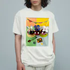 deuxcafeの紫玉ねぎちゃんたちの女子会 オーガニックコットンTシャツ