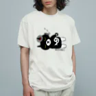 クロねこアワにゃん🐱のおやすみβ背面癒し亭(透過) オーガニックコットンTシャツ