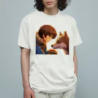 桜音ことこ企画の少年とオオカミの信頼 オーガニックコットンTシャツ