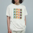 Quatre Illustrationのキャトル切手_お野菜ファッションショーA 4×4 Organic Cotton T-Shirt