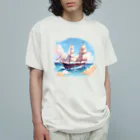 leopanda_studioの晴天の大海原と帆船 オーガニックコットンTシャツ