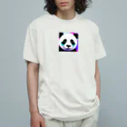 クリエイティブ・クリーチャーショップの蛍光ポップパンダ オーガニックコットンTシャツ