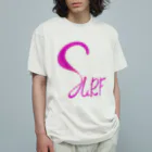 SURF810の手描きSURF文字♡ピンク オーガニックコットンTシャツ