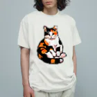 スタートライフ！のトリコロールドットキャット オーガニックコットンTシャツ