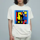 kota.の猫と月 オーガニックコットンTシャツ