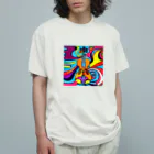 stugio_kの鮮やかなバイオリン柄 オーガニックコットンTシャツ