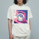 こてつくんAIのピンク置き時計 オーガニックコットンTシャツ