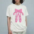 HONOMINEのピンクのバレエシューズ オーガニックコットンTシャツ