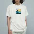 itacyoko(AIイラスト屋)の夕暮れで飛ぶイルカ Organic Cotton T-Shirt