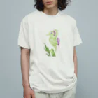 エフェメラル フラワーアートの花タツノオトシゴ オーガニックコットンTシャツ オーガニックコットンTシャツ