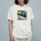 kenarakawaの海沿い走る汽車グッズ オーガニックコットンTシャツ