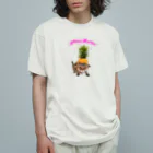 CATLESのCATLES パインキャット キジトラ猫とパイナップル Organic Cotton T-Shirt