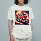 ビッグスマイルライフのレトロタンク消防車　 オーガニックコットンTシャツ