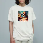 A'ce-pのライオンVSトラ オーガニックコットンTシャツ