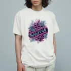 N SAUNA LOGOのネオン風花柄サウナロゴ11　花柄ver.4 オーガニックコットンTシャツ