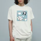 イラスト MONYAAT のズレぱんだちゃんとくもちゃん オーガニックコットンTシャツ