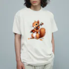 moriugのバイオリンを奏でるリス Organic Cotton T-Shirt