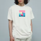 フリーダムの夕暮れに舞うピンクの優雅 Organic Cotton T-Shirt