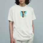 charachan25のピクセルきりん オーガニックコットンTシャツ