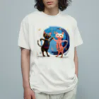 猫魚鳥時々犬等 arte♡のSuccessful Cats ♡ オーガニックコットンTシャツ