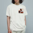 ポッキー大好きマッチョにゃんのマッチョにゃん オーガニックコットンTシャツ