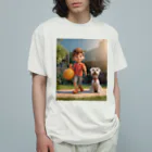 ワンダーワールド・ワンストップの男の子と愛らしいシュナウザー・ドッグ② オーガニックコットンTシャツ