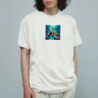 KEIZOKUの可愛らしい天使のような海ガメのイラストグッズ オーガニックコットンTシャツ