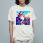 ニャーちゃんショップの屋上のネコ オーガニックコットンTシャツ