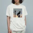 Dosei-sanの夕暮れカラス オーガニックコットンTシャツ